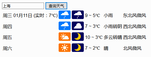 jQuery表单输入框城市查询天气预报特效源码下载