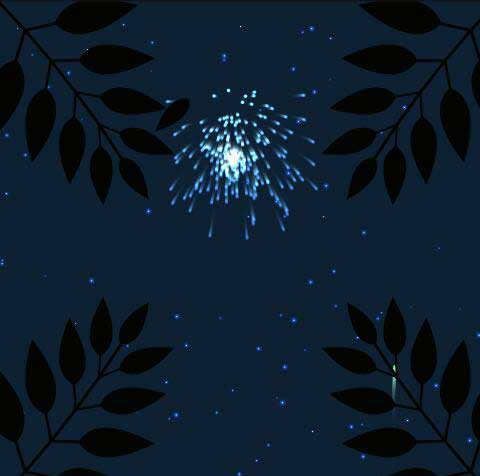 html5 canvas绘制树林里看烟花动画场景