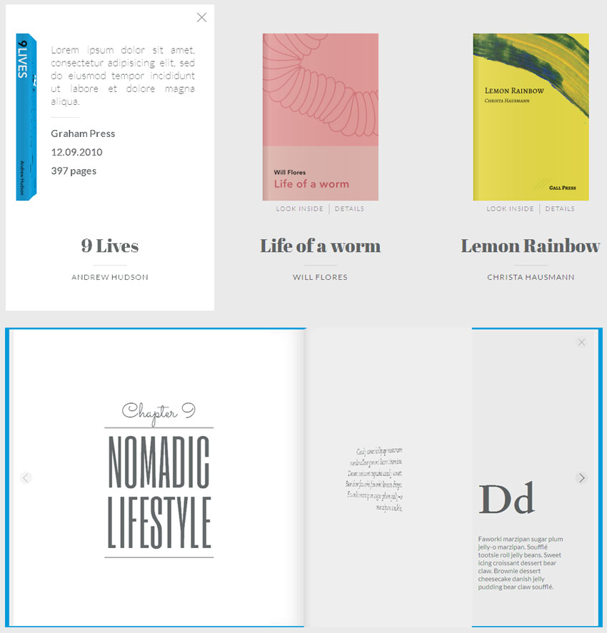 html5 css3逼真的3D动画图书本打开全屏翻页预览效果