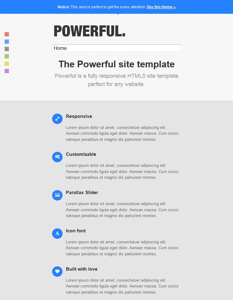 Powerful可切换背景的响应式模板