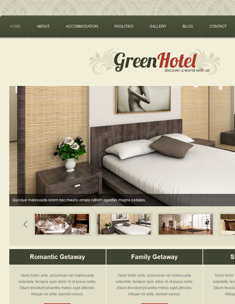 Green Hotel国外响应式宾馆模板