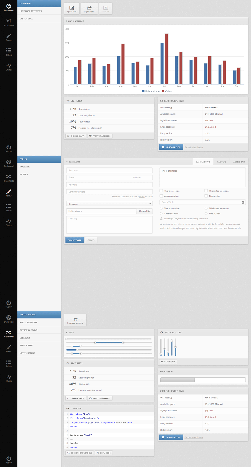 jquery ui框架制作界面灰色的管理网站cms模板