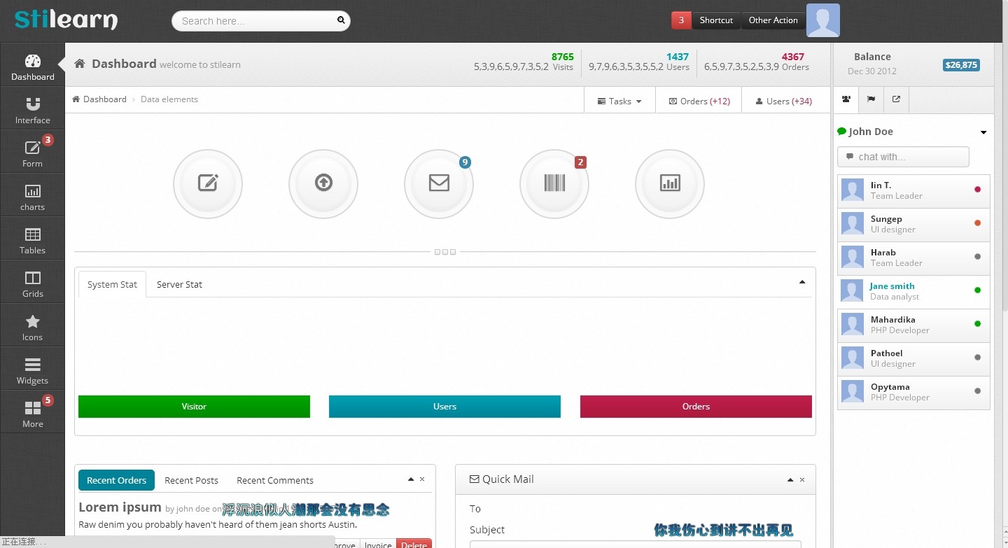 黑色炫酷风格后台管理模板bootstrap响应式模板下载