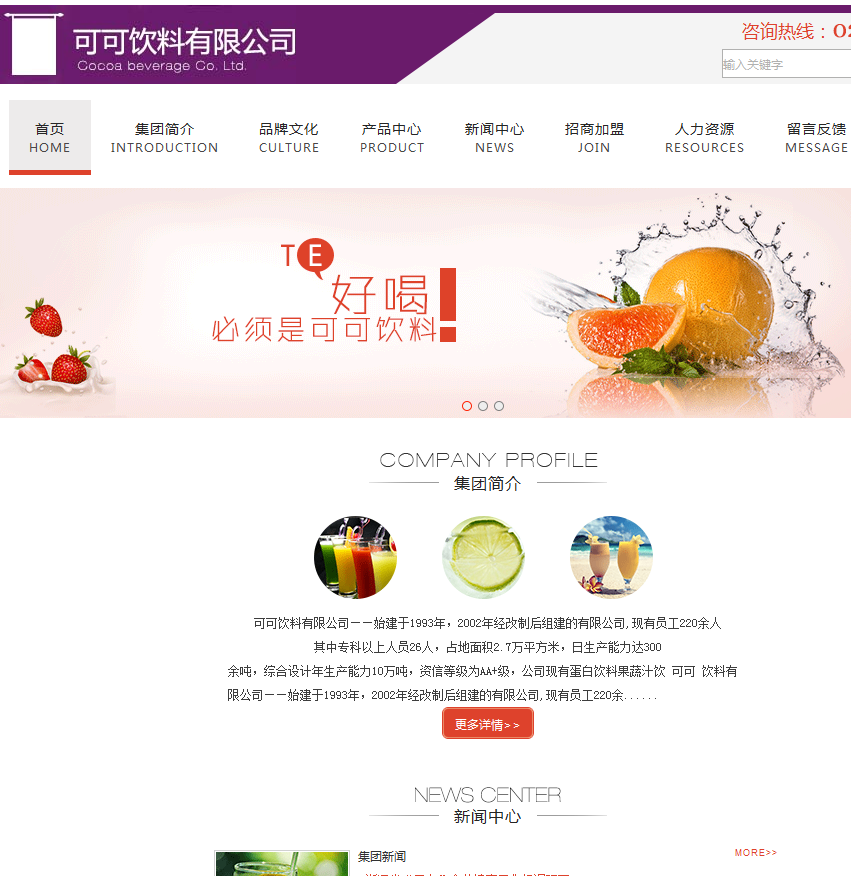 可可饮料有限公司集团模板