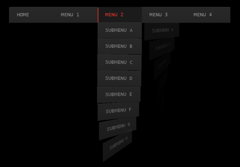 黑色css3导航栏下拉菜单动画特效