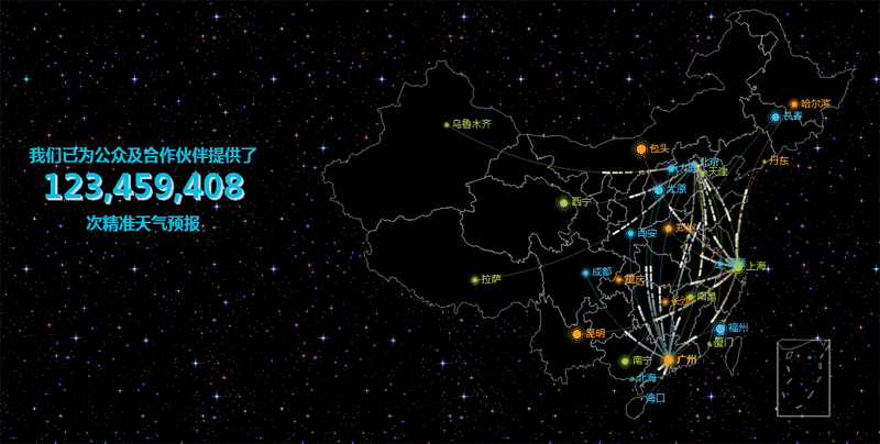 html5天气预报中国地图图表动画效果