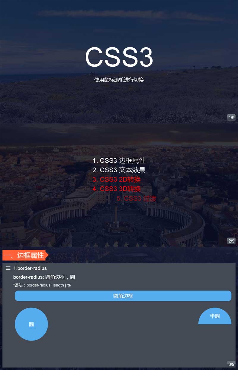 html5 css3仿ppt幻灯片播放动画效果