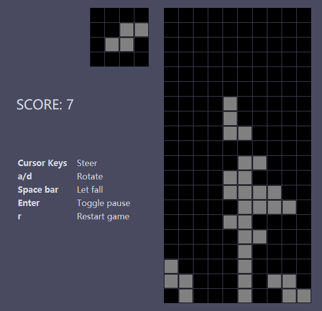 原生js简易的俄罗斯方块游戏代码