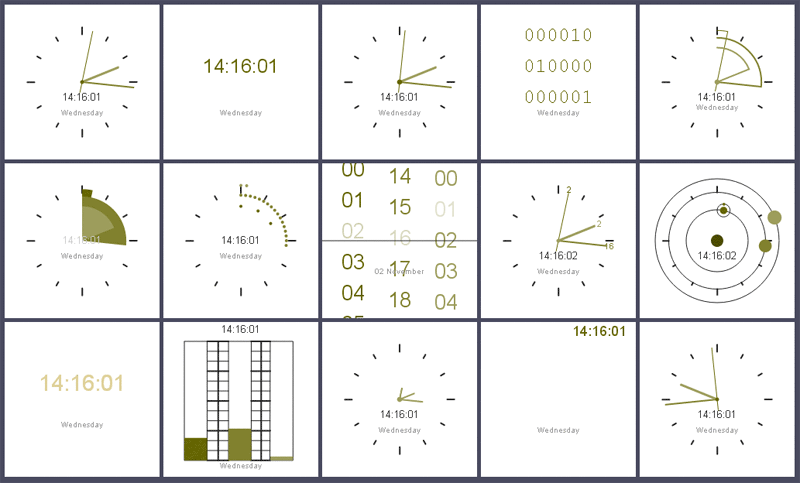 html5 canvas制作15种数字时钟样式代码