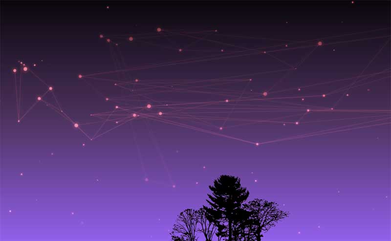 html5 canvas鼠标经过星星一颗一颗连成线特效