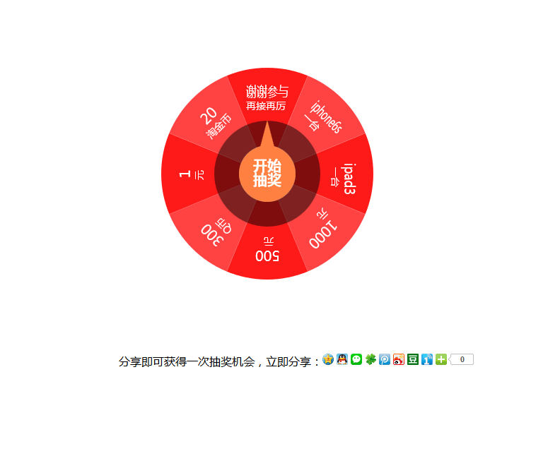 html5抽奖 分享奖励一次抽奖机会