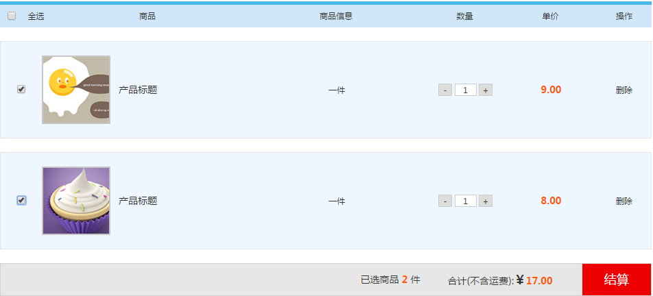 商城购物车JS+JQUERY特效