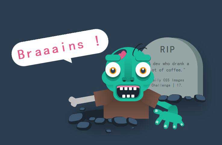 纯css3绘制墓穴爬出来僵尸动画特效