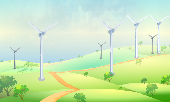 旋转的电力风车flash动画素材