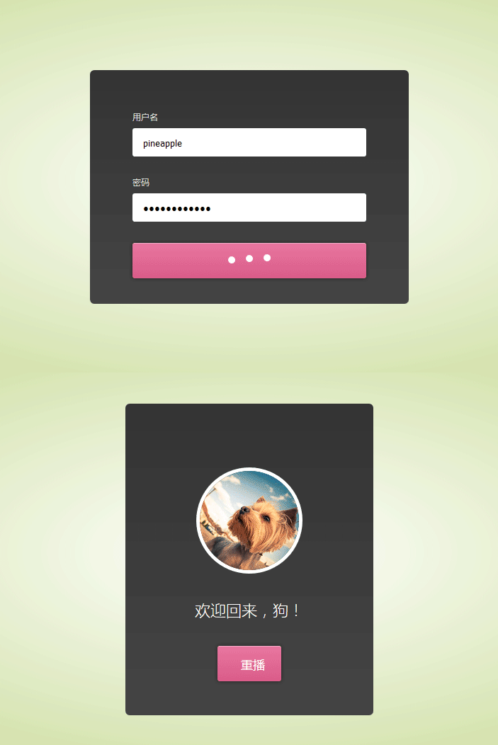 html5 css3用户登录表单动画演示特效