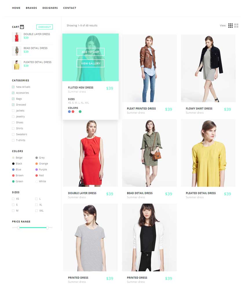 大气的html5购物网站商品加入购物车动画特效