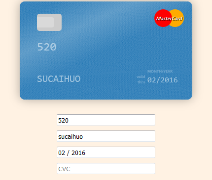 jQuery表单输入验证并填充信用卡内容