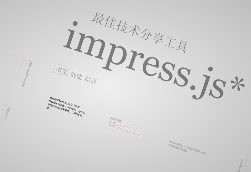 html5 impress.js插件PPT幻灯片文本页面3D动画效果