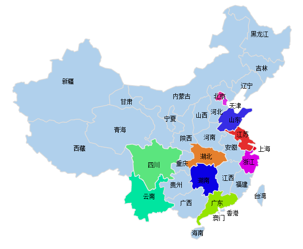 JQuery绘制中国地图插件鼠标点击高亮显示源码下载