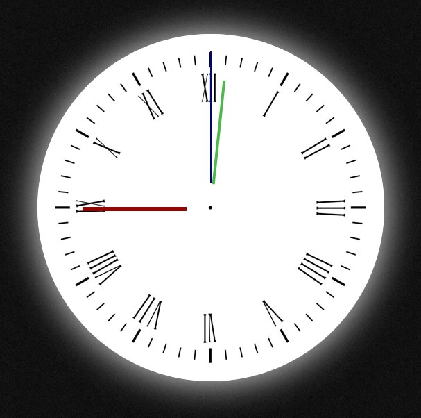 纯css3 animation属性制作闪闪发亮的时钟表走针效果
