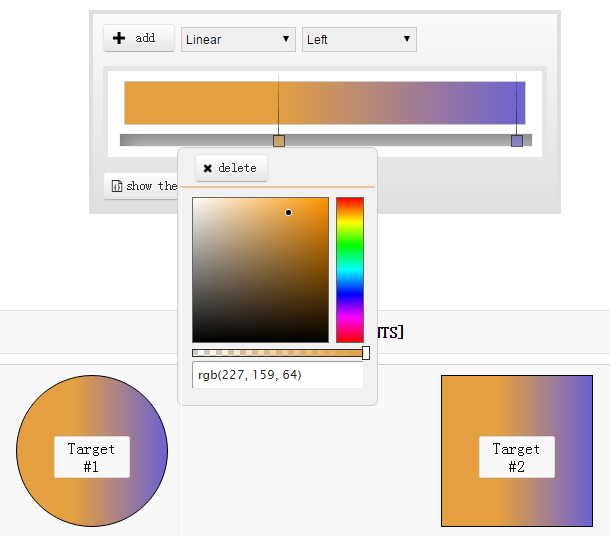 jQuery/CSS3渐变颜色拾取器