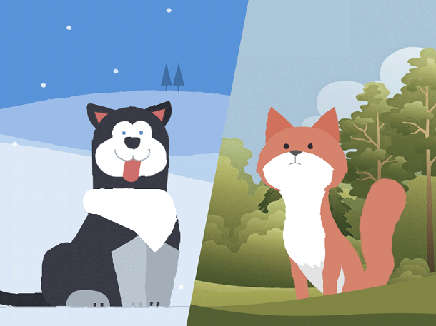 HTML5 SVG实现可爱的小狗和狐狸动画