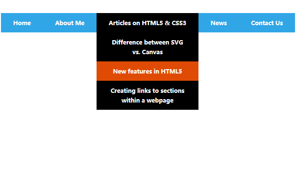 HTML5CSS3水平二级下拉菜单