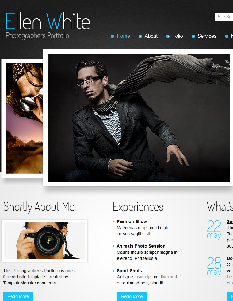 黑色欧美风格的摄影作品展示网站模板下载