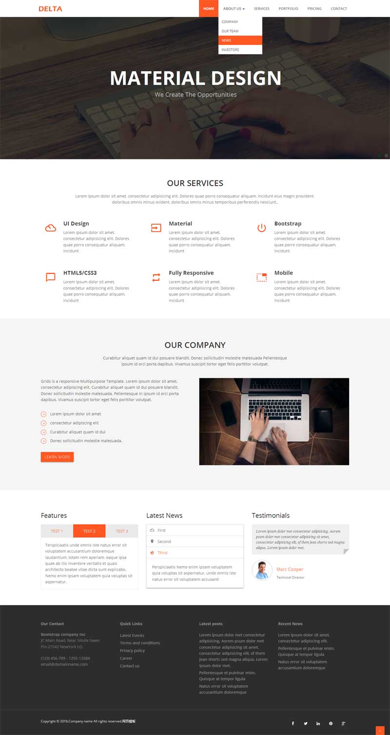 橙色简洁的设计公司通用网站模板html源码