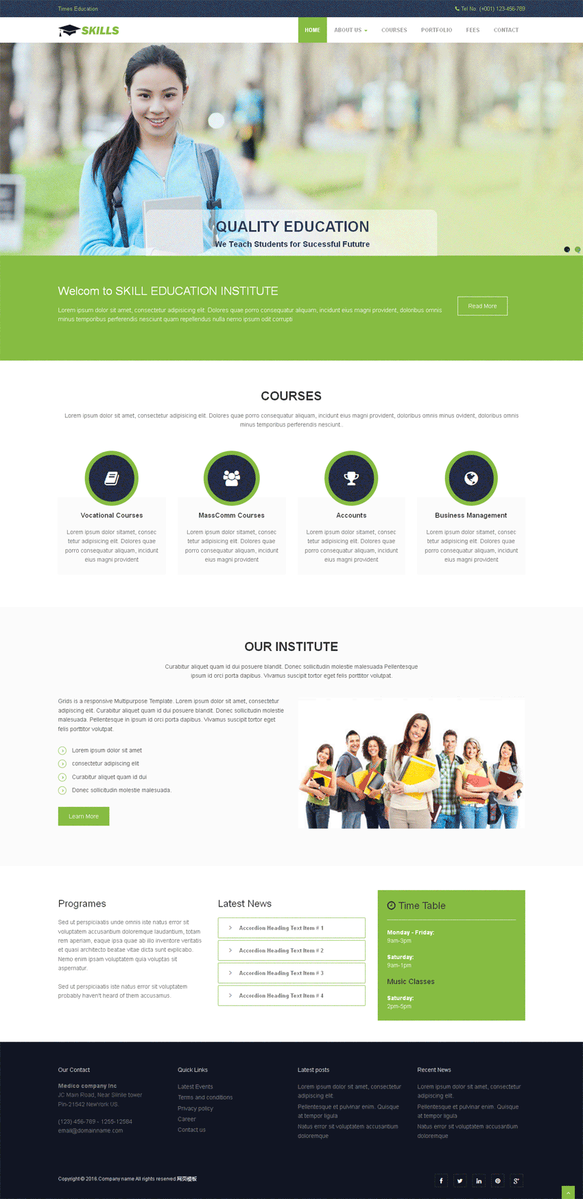 绿色简洁的出国留学公司网站静态模板