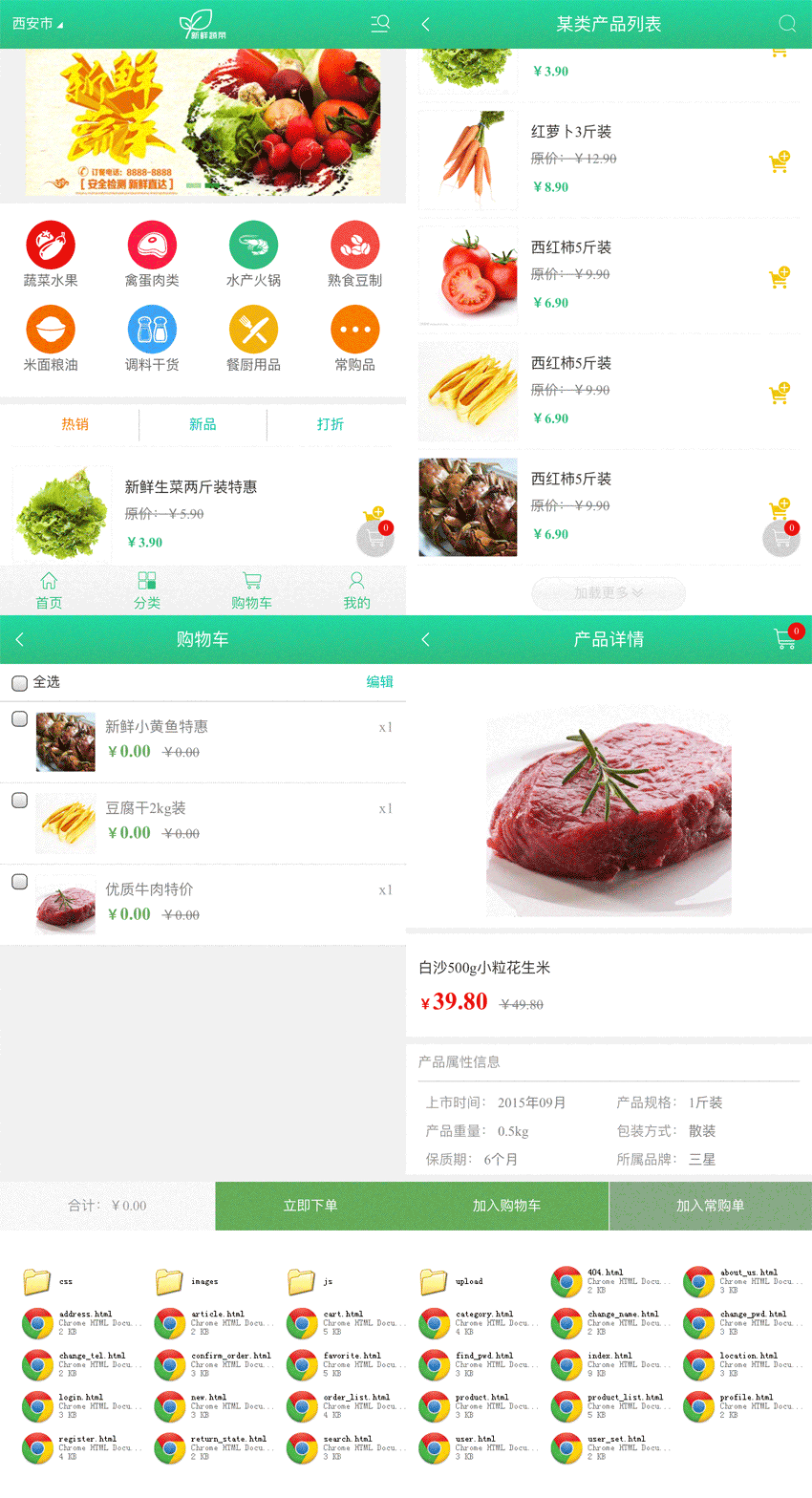 水果蔬菜生鲜电子商务手机模板wap模板WebApp模板