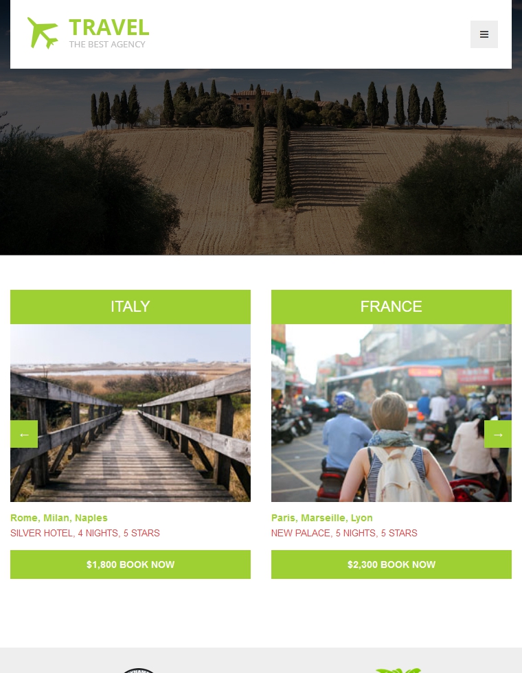 国外绿色旅行社企业网站模板