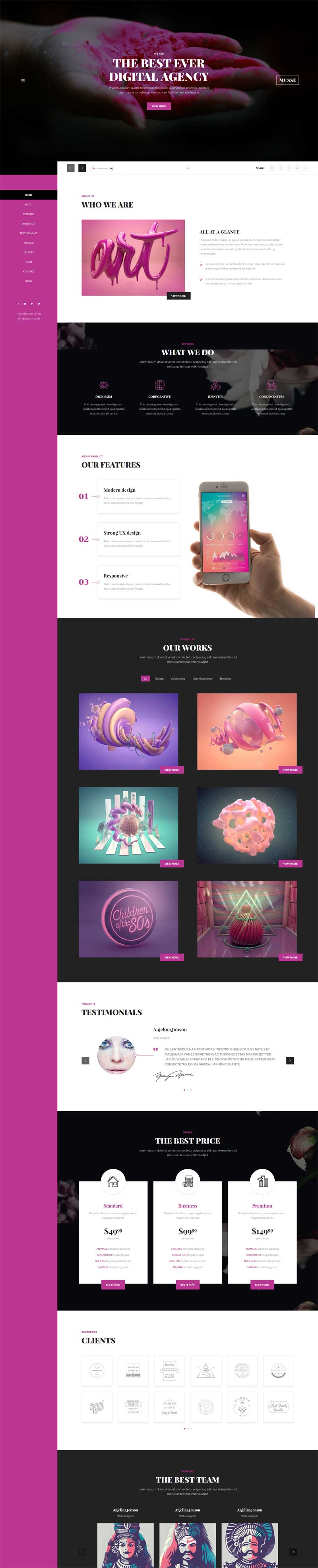 紫色的个人作品展示博客滚动视差网站模板
