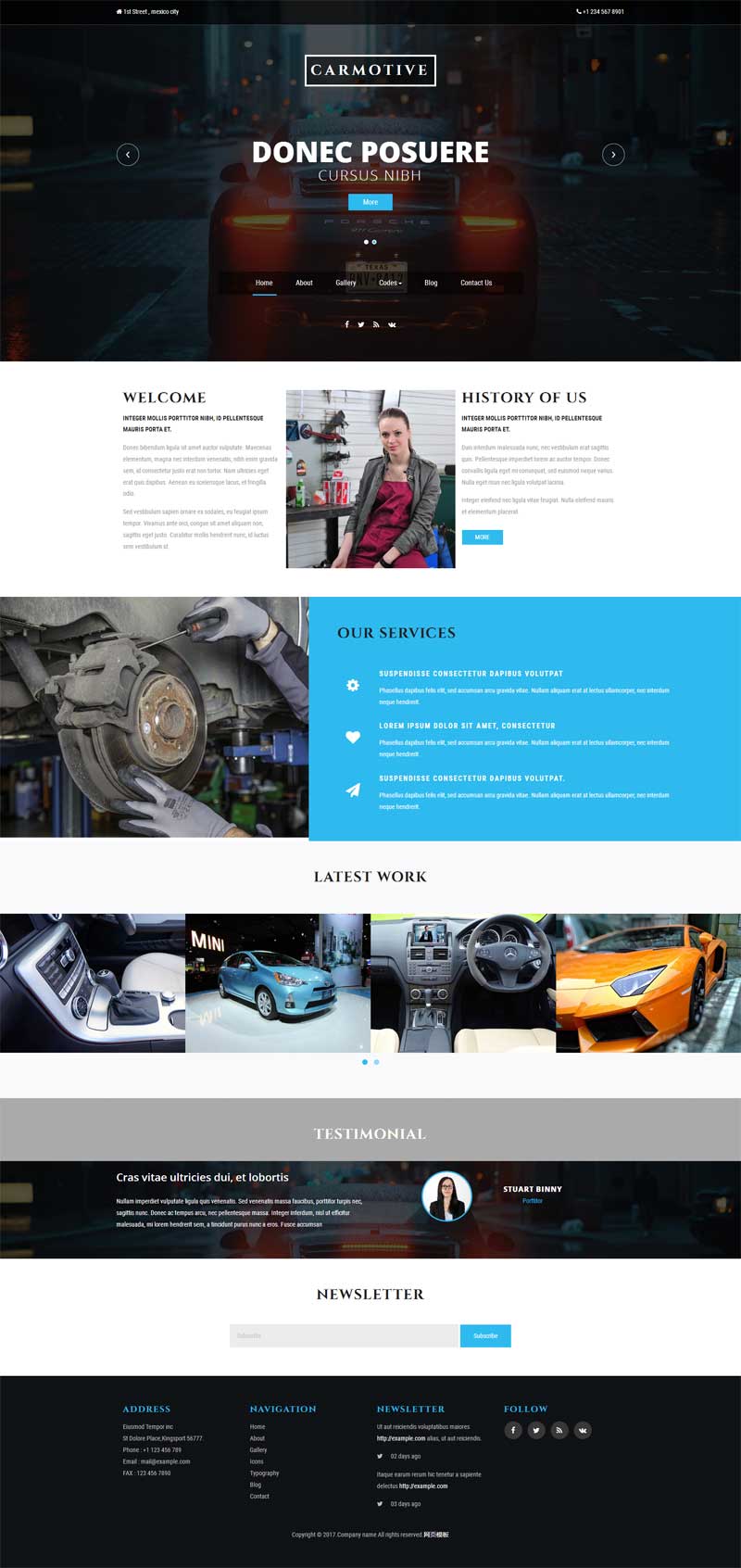 黑色的汽车维修服务公司网站html模板