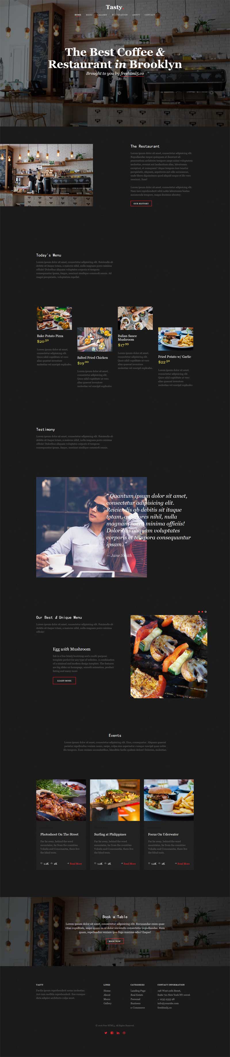 黑色的下午茶咖啡店网站html5模板