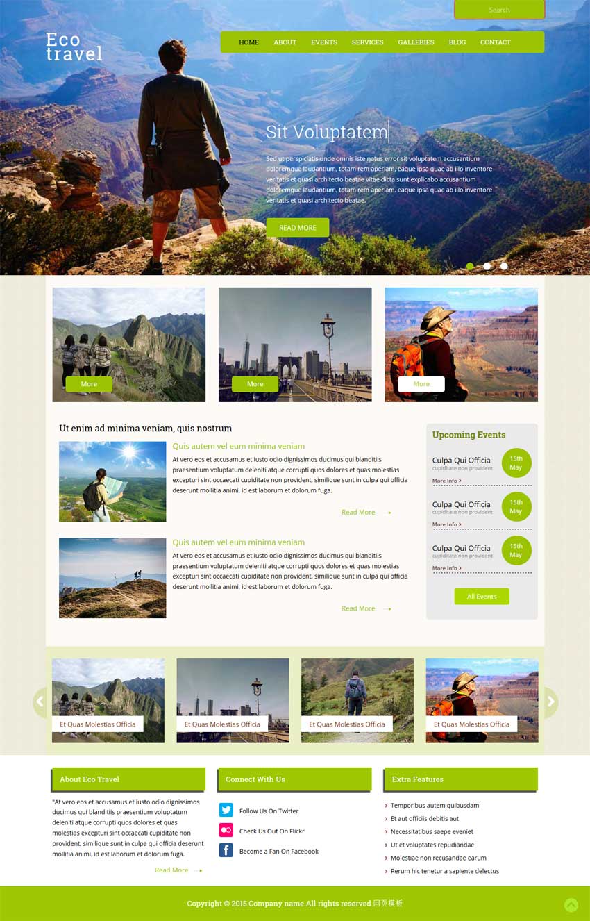 绿色的bootstrap响应式户外旅游网站模板下载