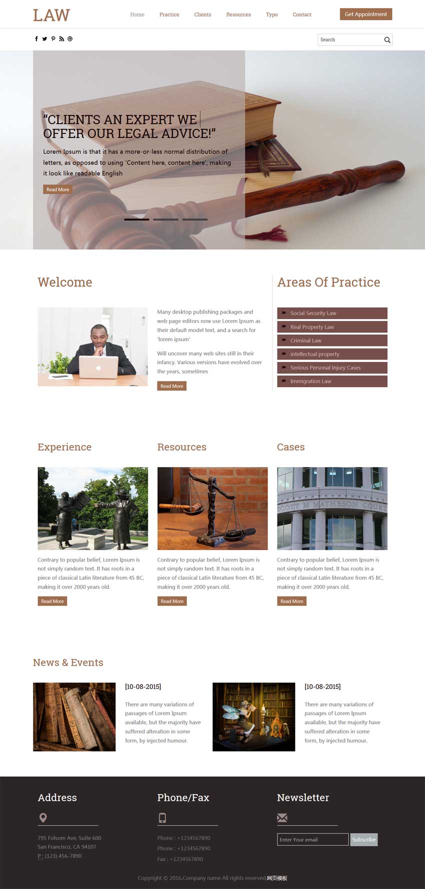 简洁的律师事务所网站静态页面模板html下载