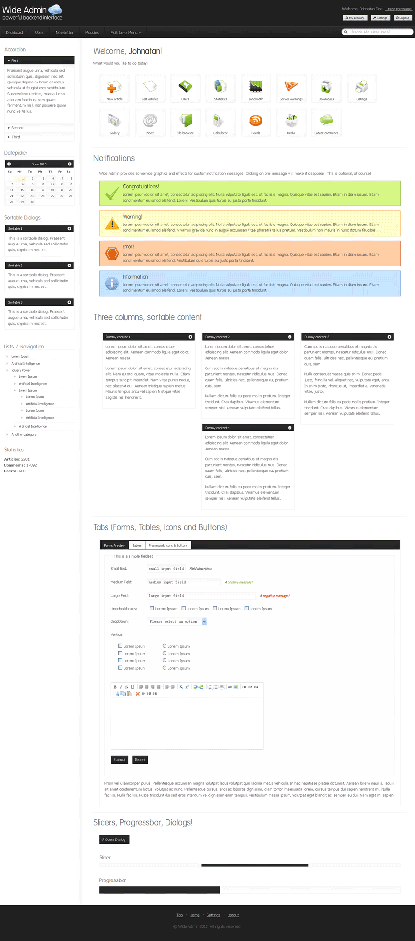简洁黑色的后台管理页面模板html下载