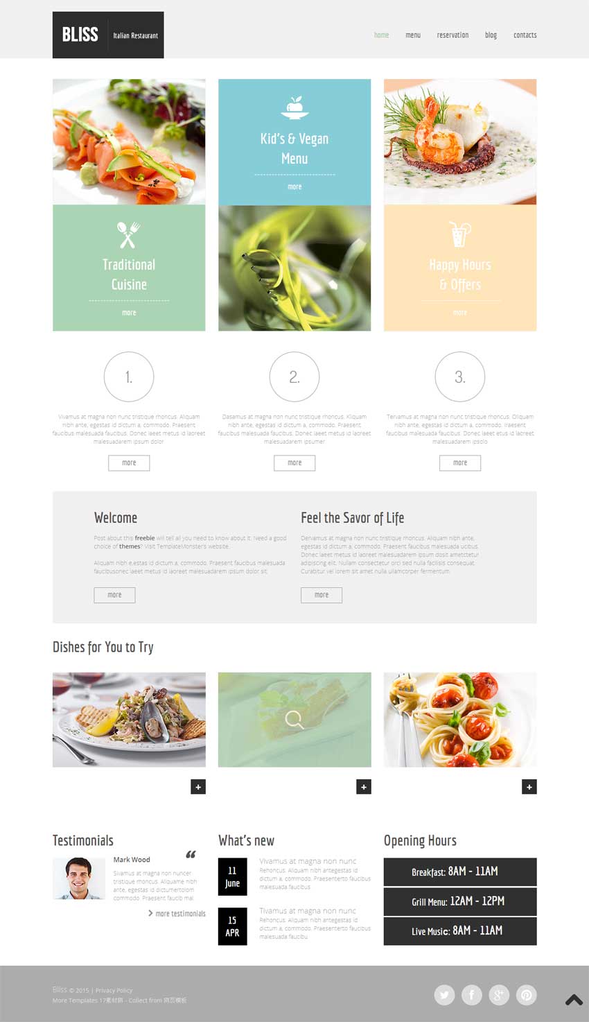 简约的美食餐饮预订网站模板html下载