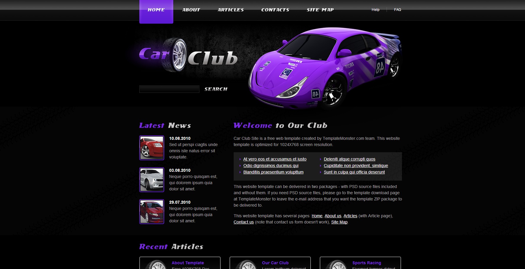 紫色黑底汽车网站