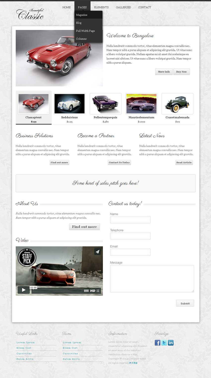 灰色大气的响应式汽车销售网站模板