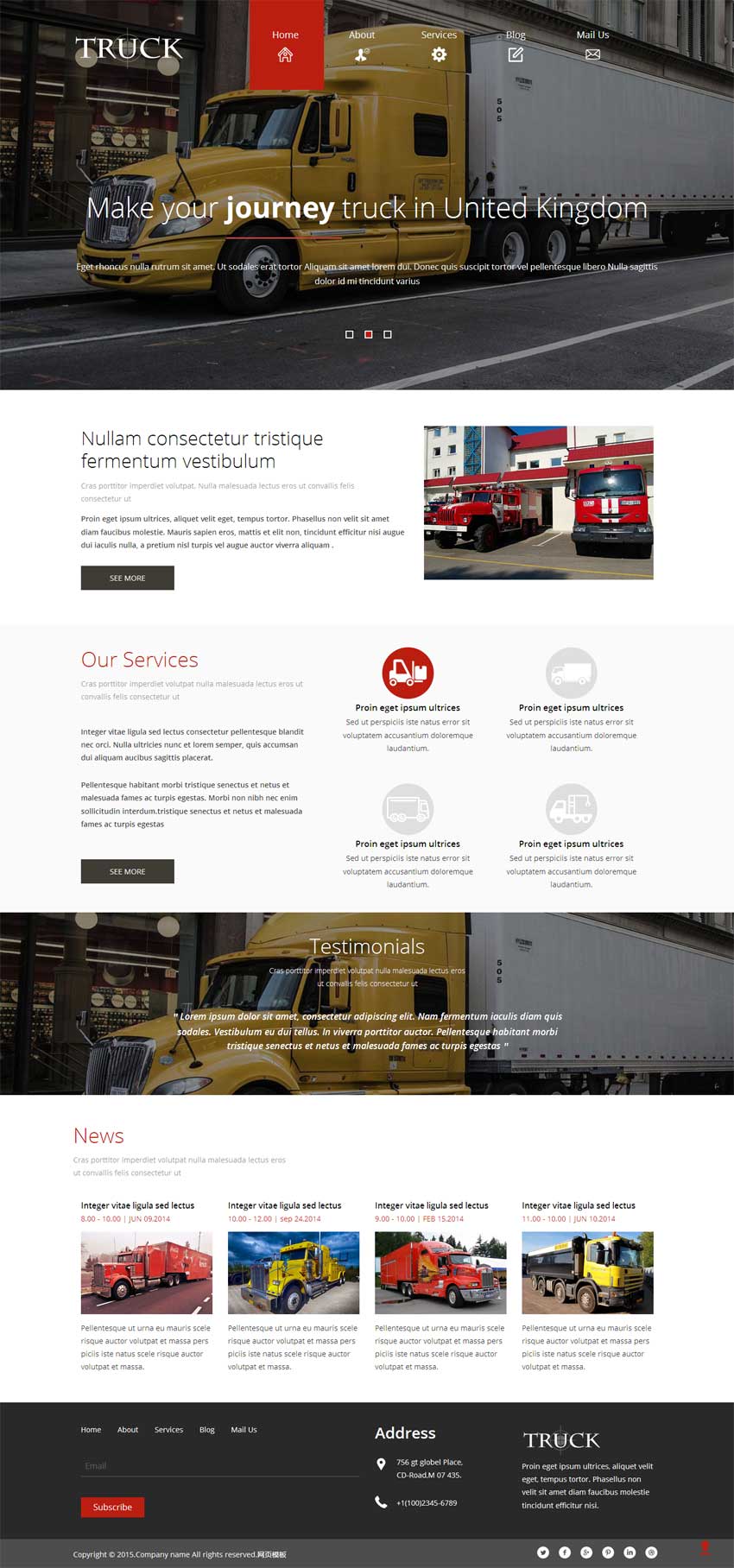 国外宽屏的重型卡车公司网站静态模板下载