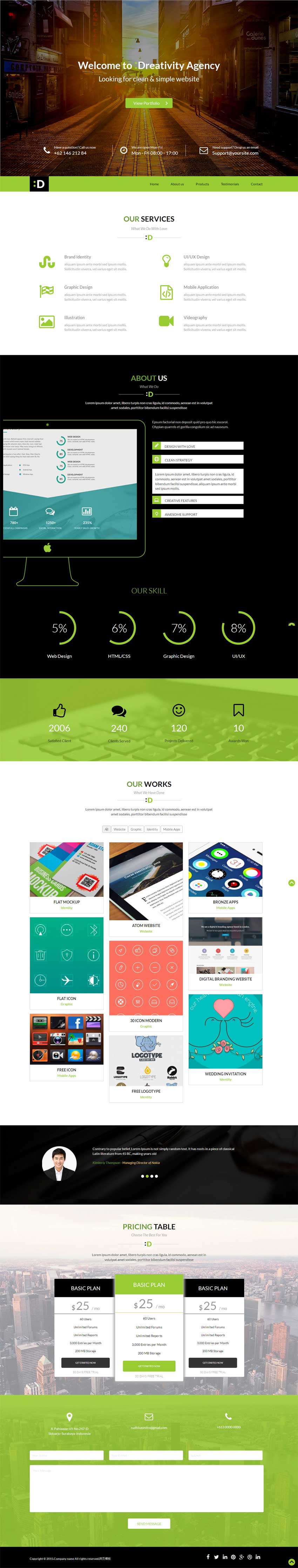 绿色的响应式网页设计公司网站模板html下载
