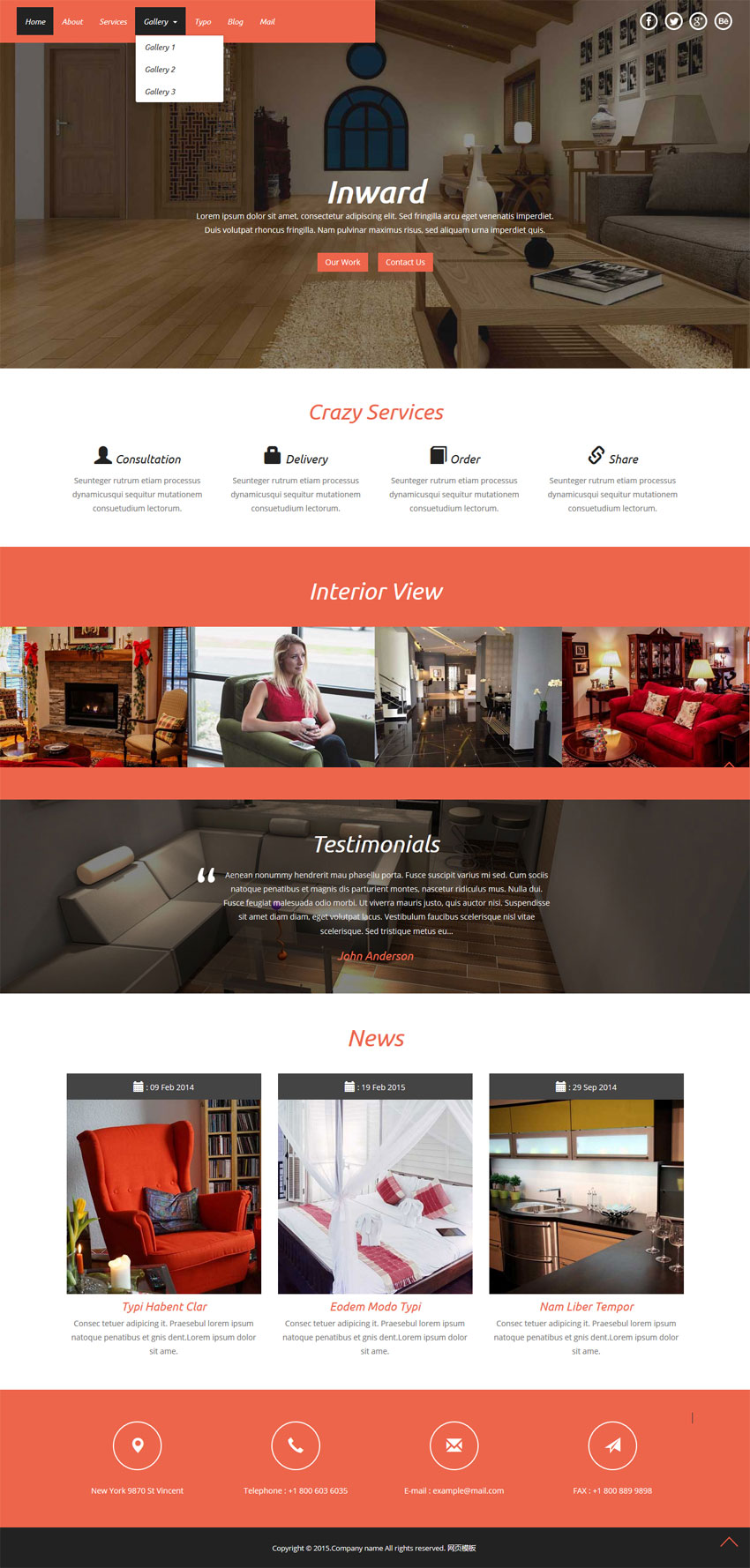 红色的自适应室内家具企业静态网站模板html下载