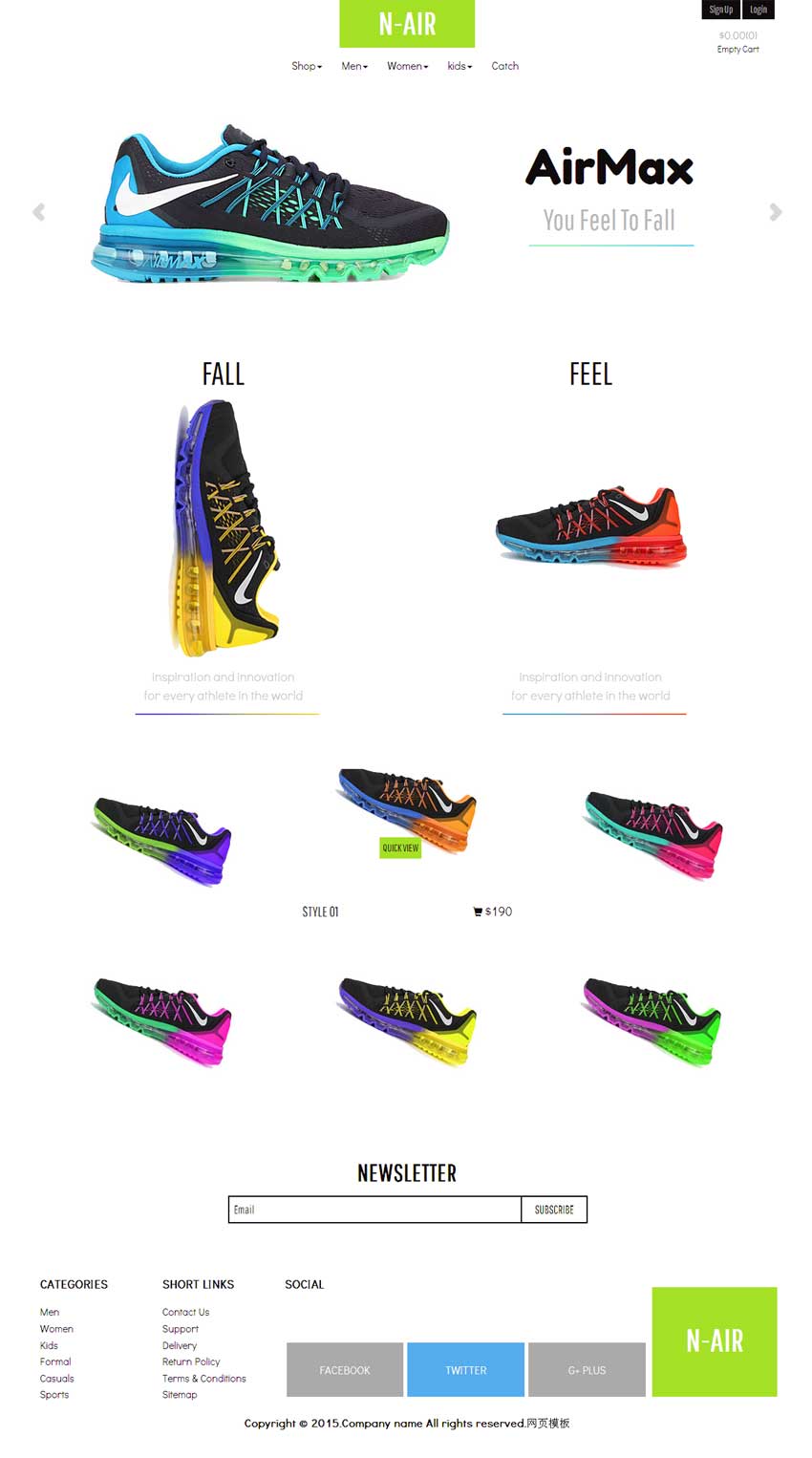 简单的响应式运动鞋购物商城模板html整站下载