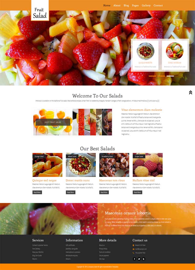 橙色的水果甜品店网页静态模板