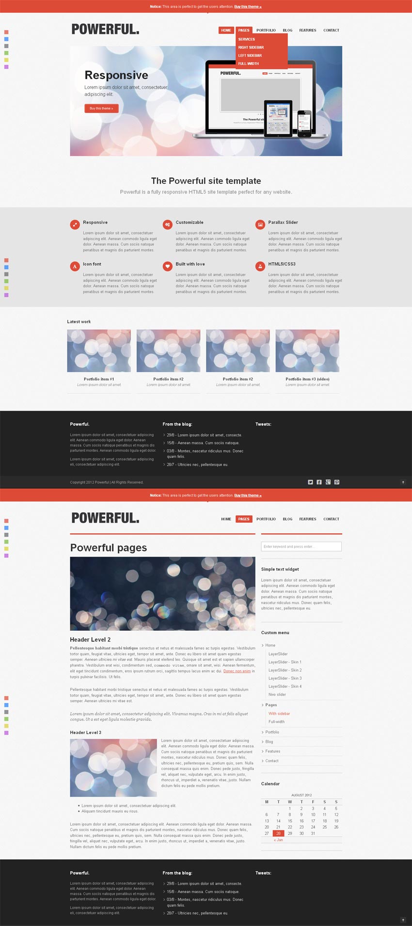 扁平风格的设计师博客网站响应式布局模板html整站下载