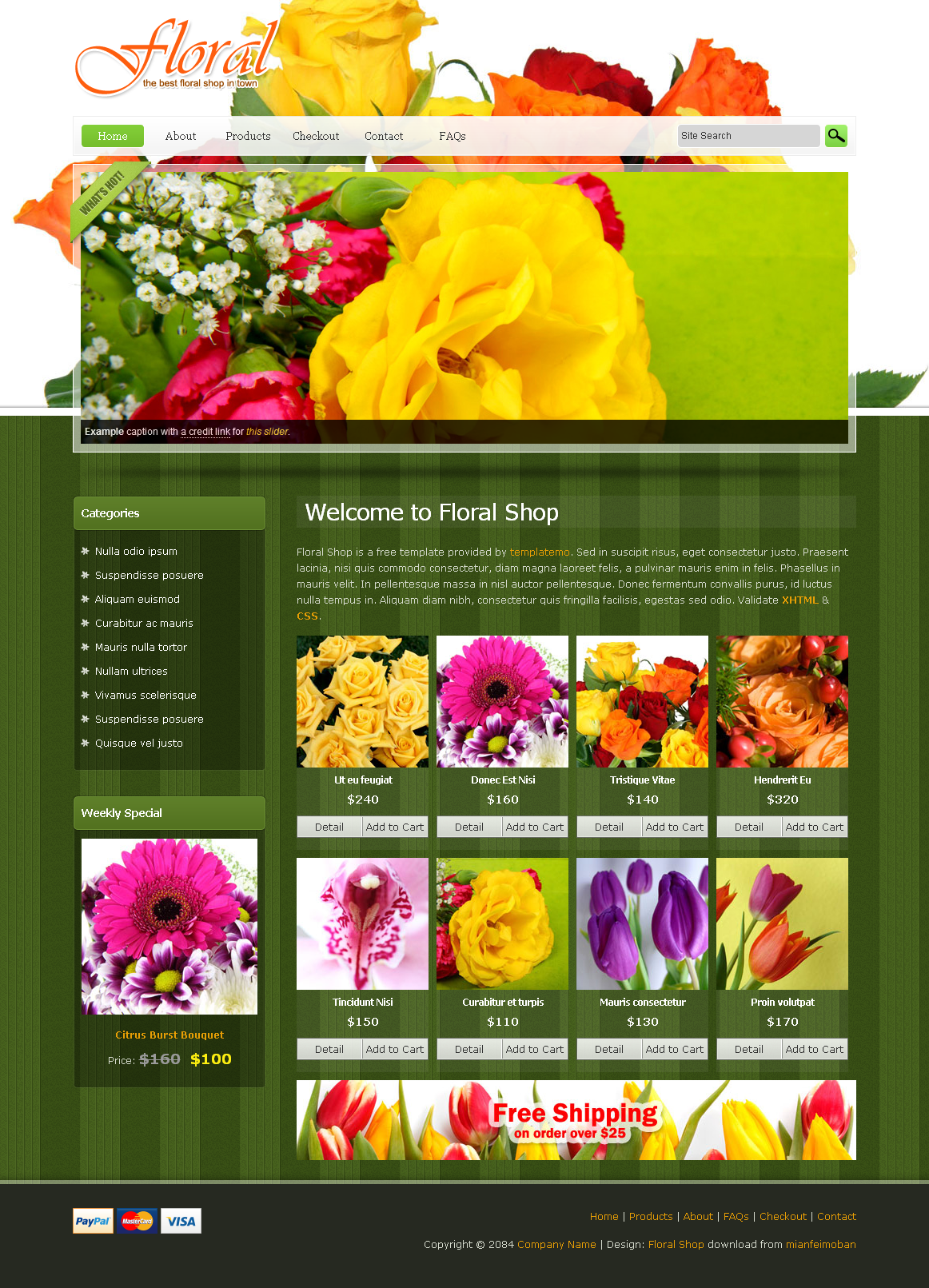 花卉店html静态网站模板_电子商务网上花店鲜花网购网页模板