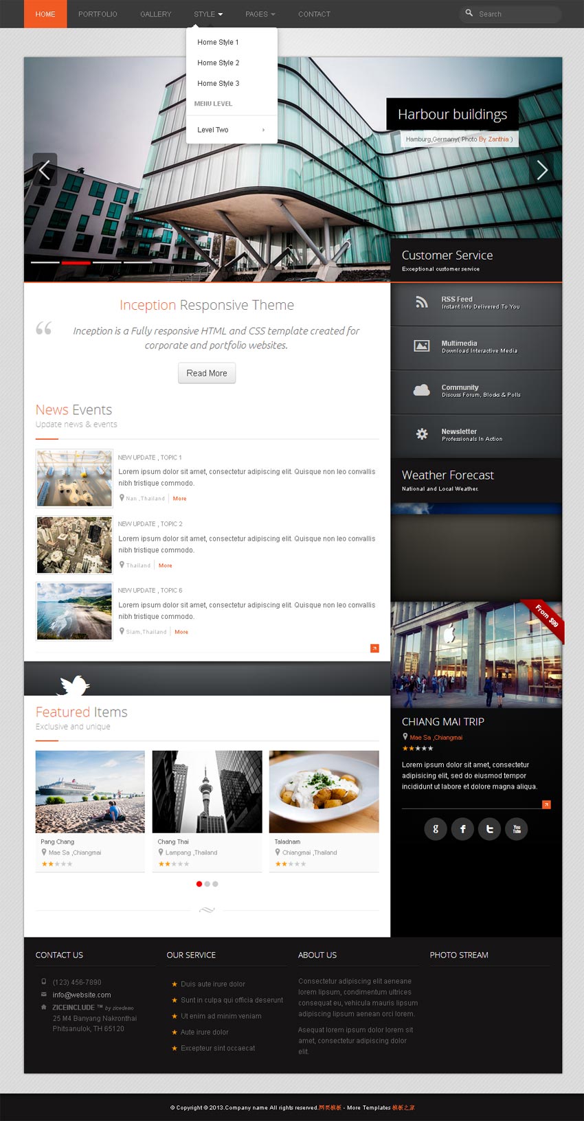 html5 bootstrap响应式旅游美食网站模板源码下载