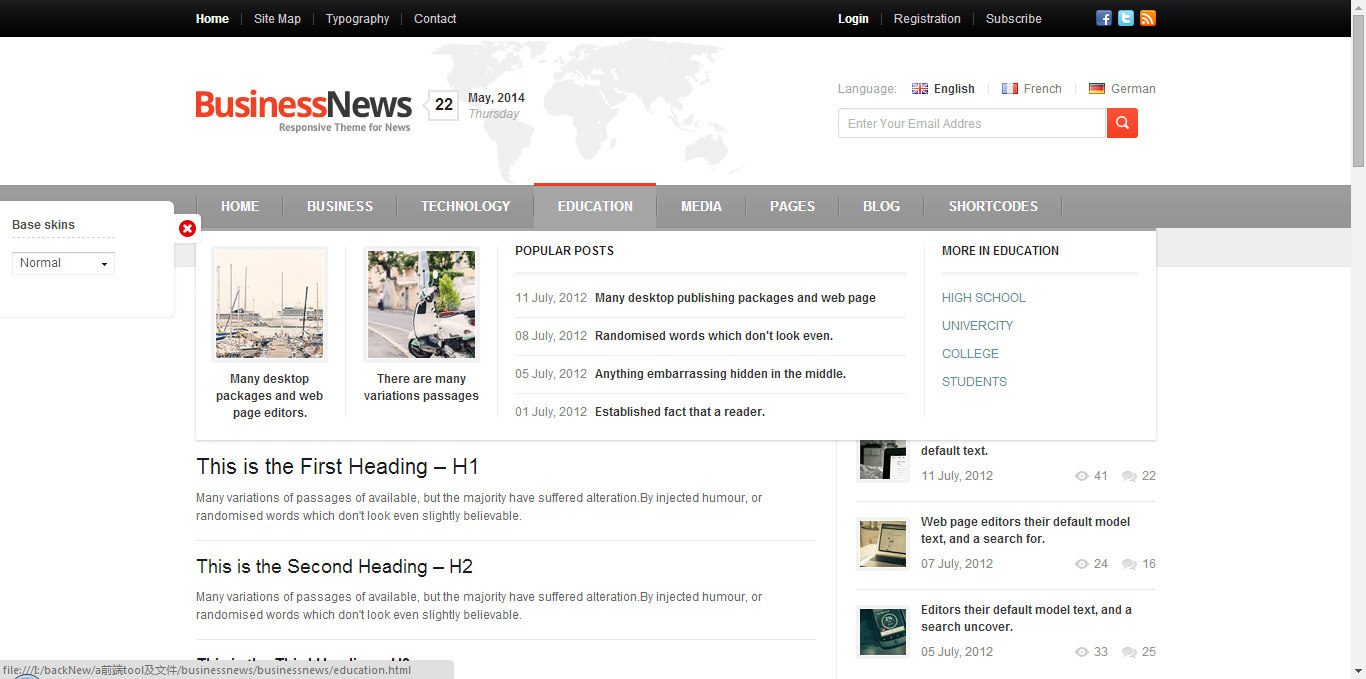 非常漂亮的商业新闻资讯网站html模板整站下载